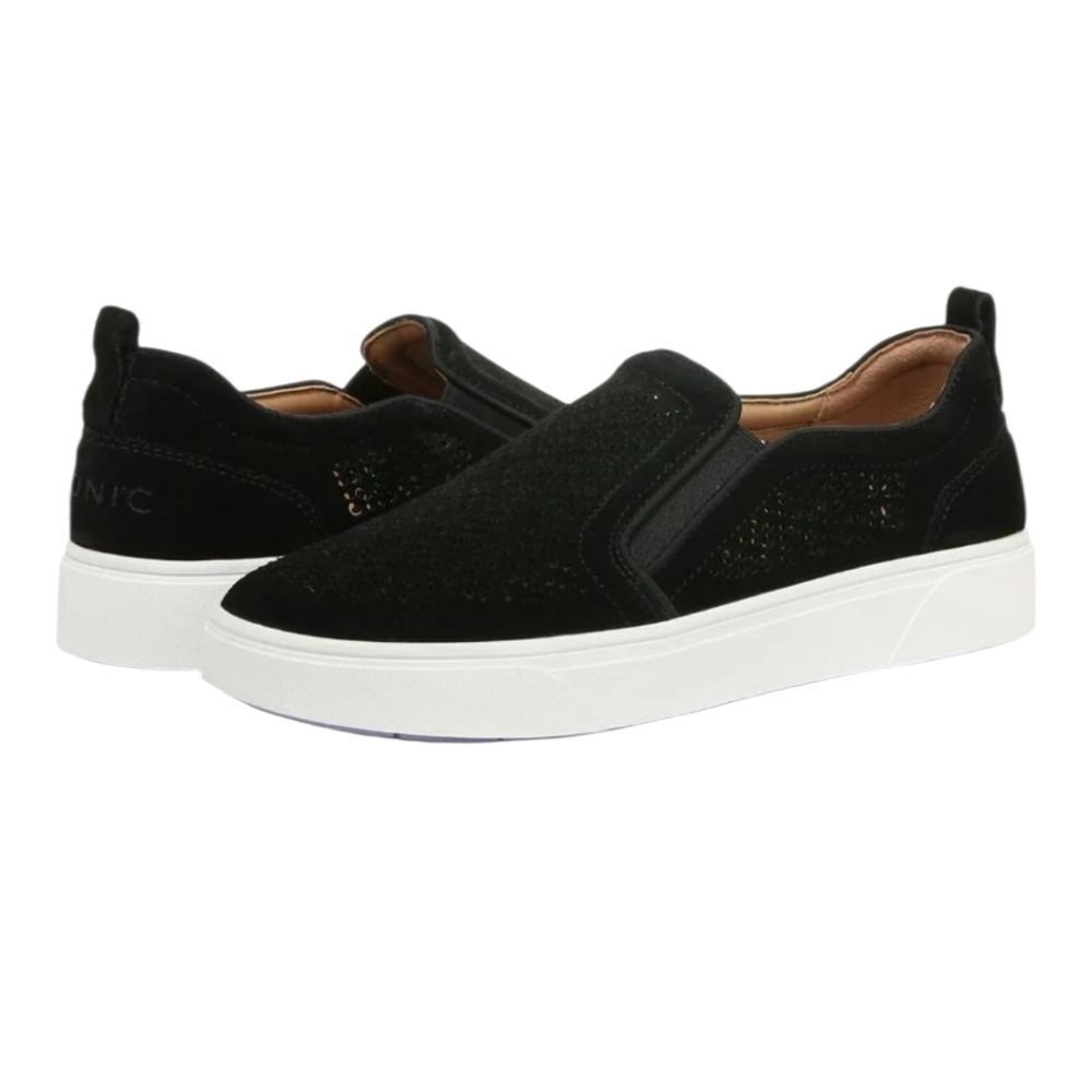 Vionic Kimmie Perf Black Suede Leather Slip On Sneakers Women's sz 11